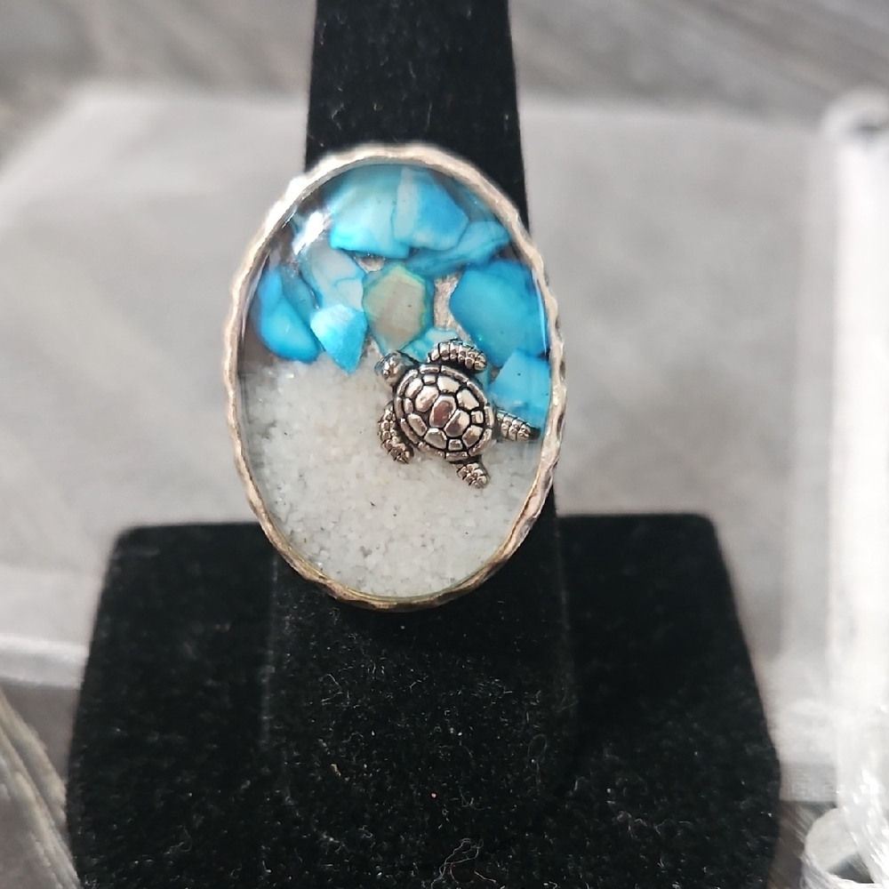 Silver Sea Turtle Adjustable Ring - image 1